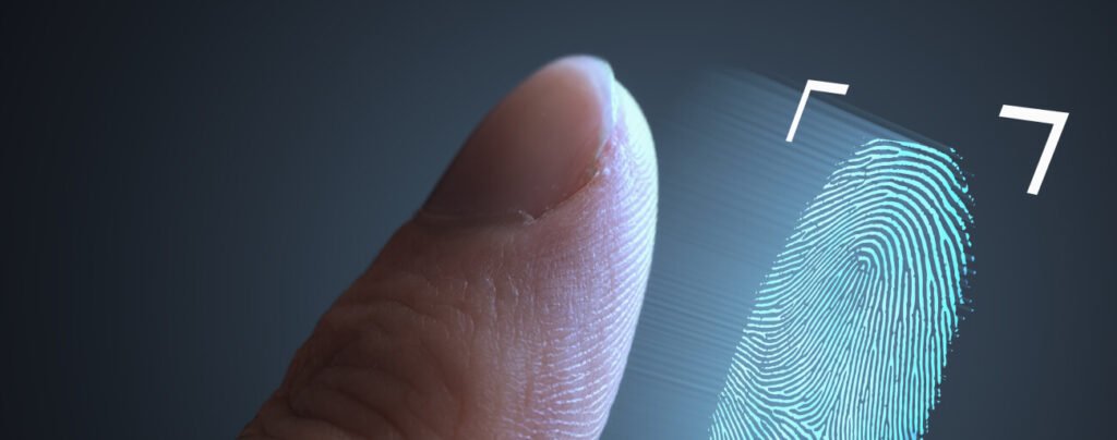 Fingerprint scan for Biometric CURP registration in Mexico, capturing unique data for secure identification.