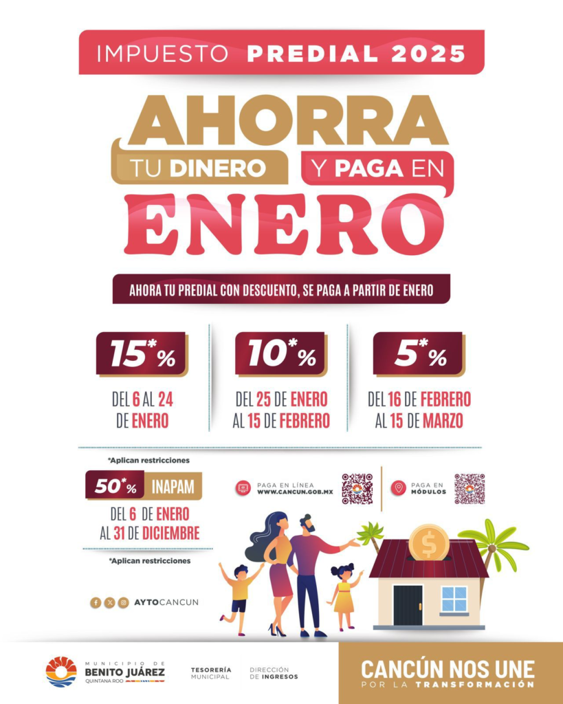 Example of a property tax (predial) discount in Cancun.